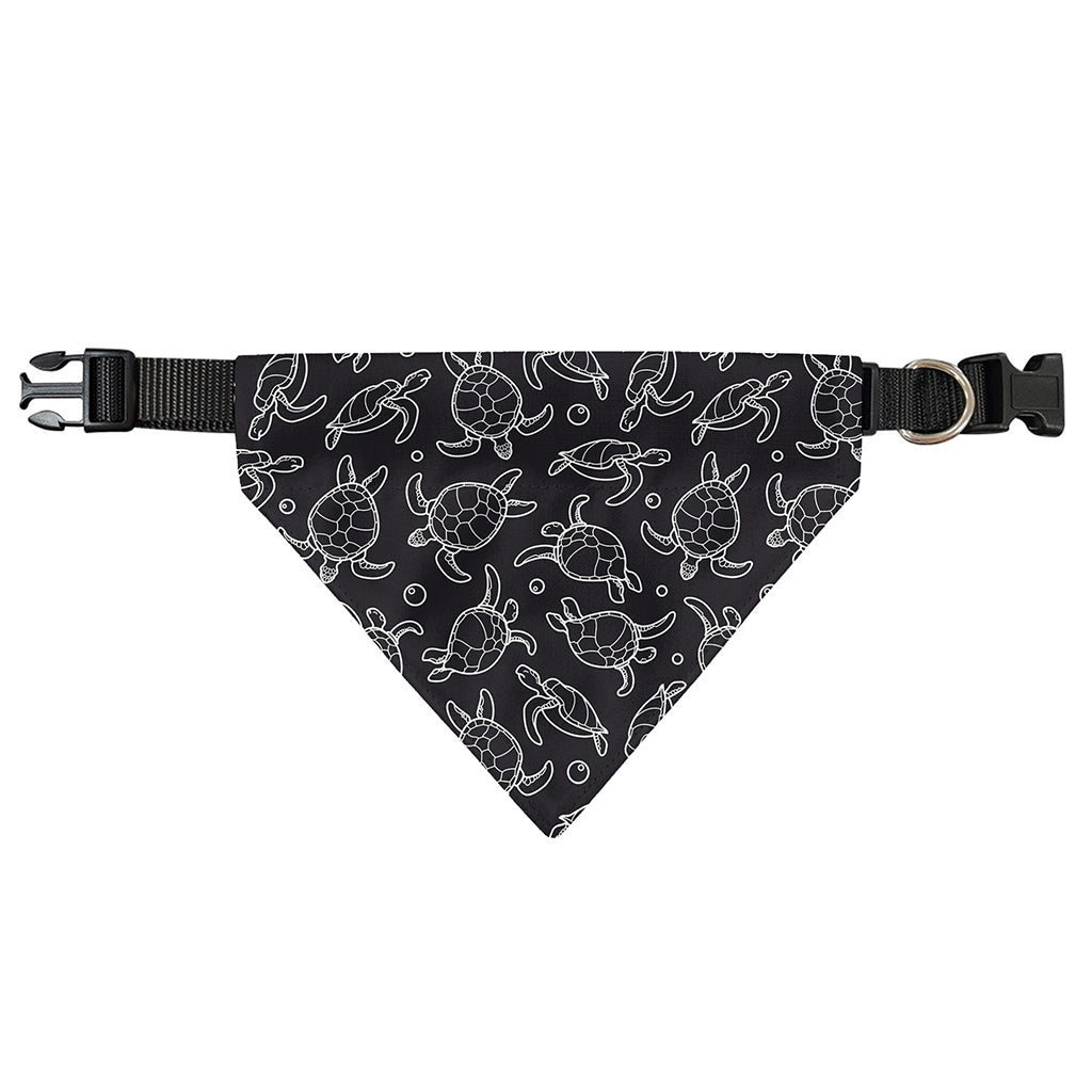 Black And White Sea Turtle Pattern Print Over The Collar Dog Bandana