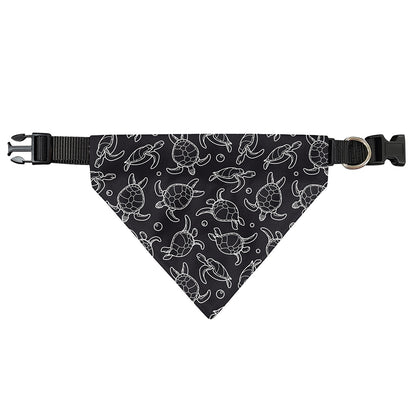 Black And White Sea Turtle Pattern Print Over The Collar Dog Bandana
