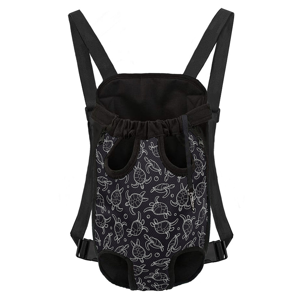 Black And White Sea Turtle Pattern Print Pet Carrier Backpack