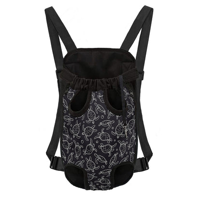 Black And White Sea Turtle Pattern Print Pet Carrier Backpack