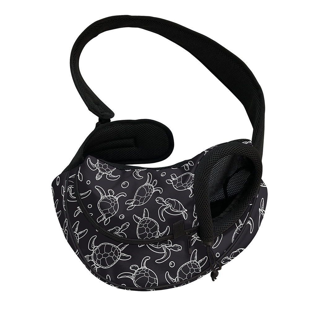 Black And White Sea Turtle Pattern Print Pet Sling Carrier