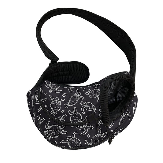 Black And White Sea Turtle Pattern Print Pet Sling Carrier