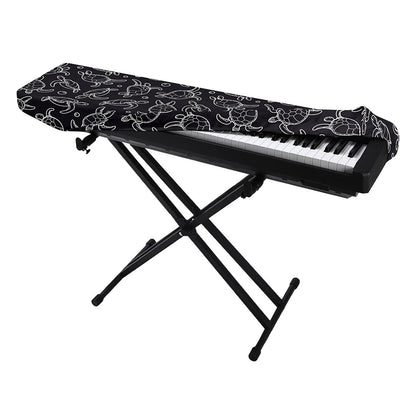 Black And White Sea Turtle Pattern Print Piano Keyboard Cover