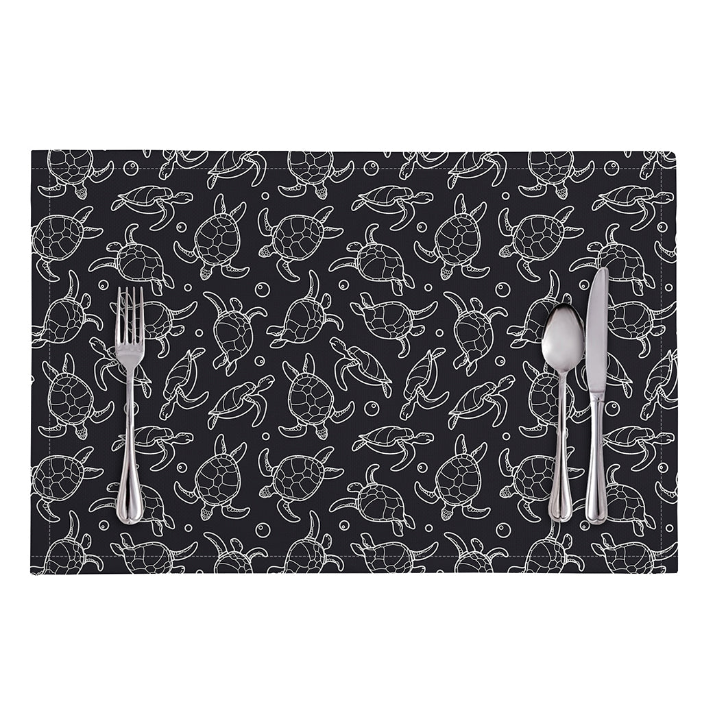 Black And White Sea Turtle Pattern Print Placemat