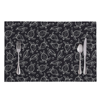 Black And White Sea Turtle Pattern Print Placemat