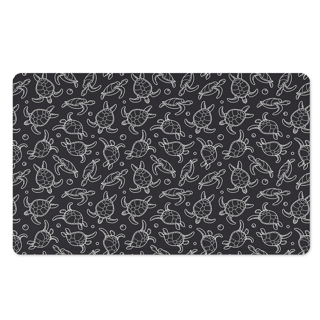 Black And White Sea Turtle Pattern Print Polyester Doormat