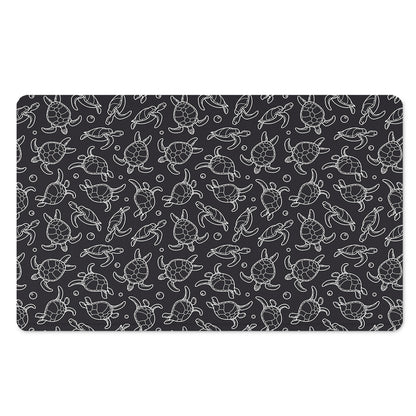 Black And White Sea Turtle Pattern Print Polyester Doormat