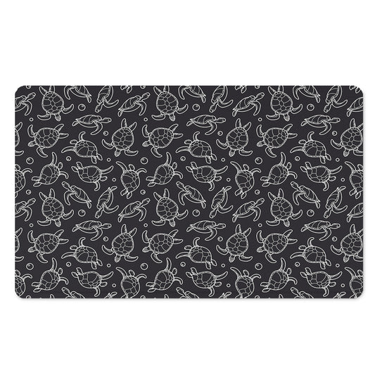 Black And White Sea Turtle Pattern Print Polyester Doormat