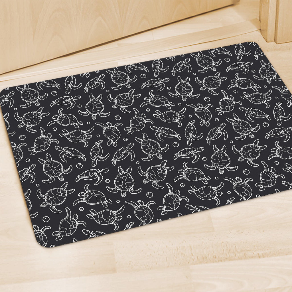 Black And White Sea Turtle Pattern Print Polyester Doormat
