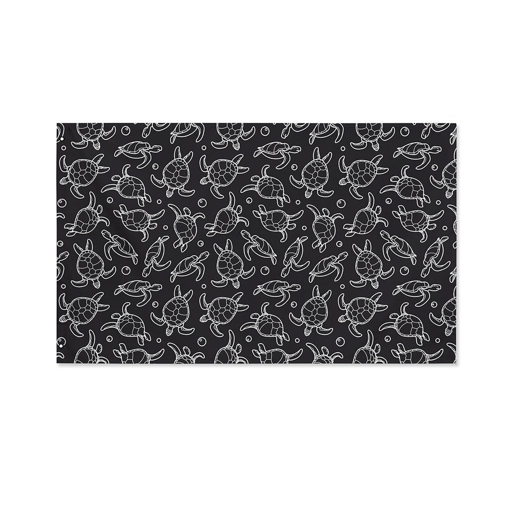 Black And White Sea Turtle Pattern Print Polyester Flag