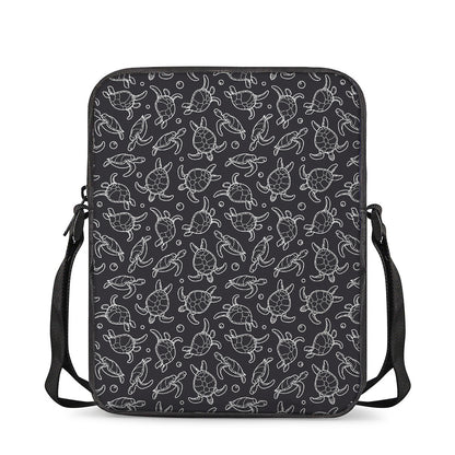 Black And White Sea Turtle Pattern Print Rectangular Crossbody Bag