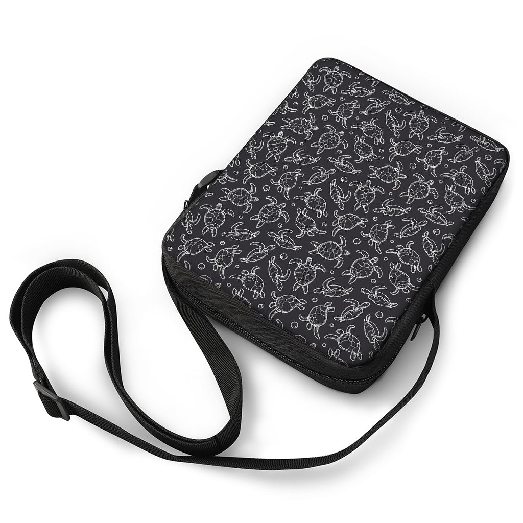 Black And White Sea Turtle Pattern Print Rectangular Crossbody Bag