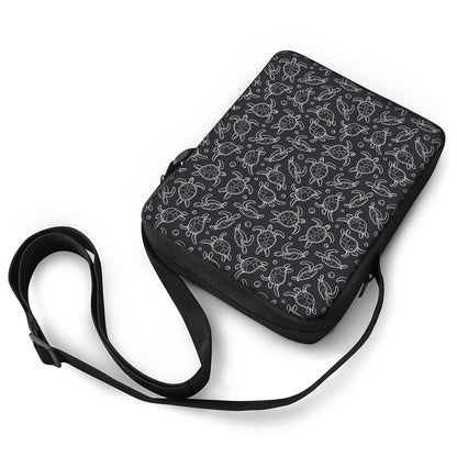 Black And White Sea Turtle Pattern Print Rectangular Crossbody Bag