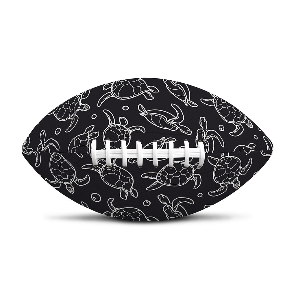Black And White Sea Turtle Pattern Print Rugby Ball