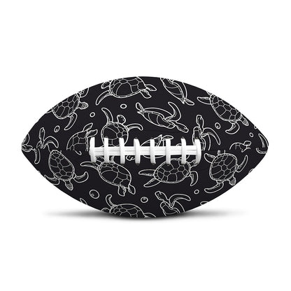 Black And White Sea Turtle Pattern Print Rugby Ball
