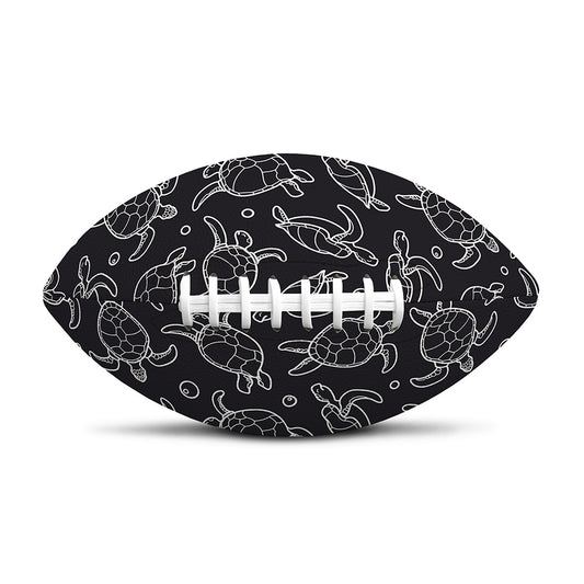 Black And White Sea Turtle Pattern Print Rugby Ball