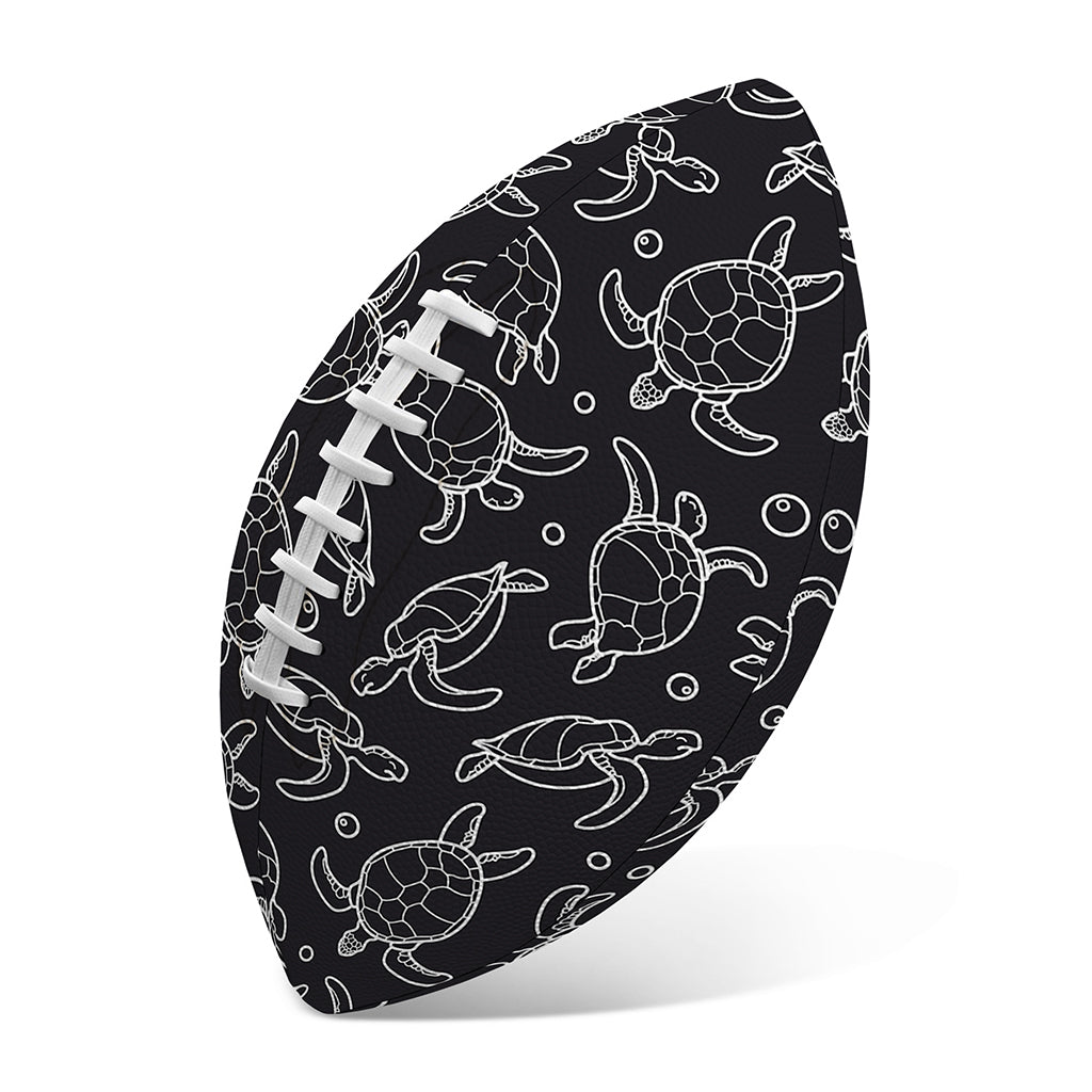Black And White Sea Turtle Pattern Print Rugby Ball