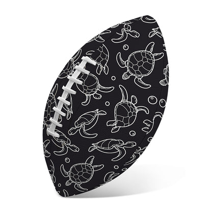 Black And White Sea Turtle Pattern Print Rugby Ball
