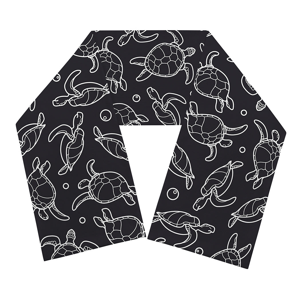 Black And White Sea Turtle Pattern Print Scarf
