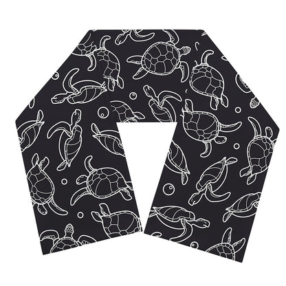 Black And White Sea Turtle Pattern Print Scarf