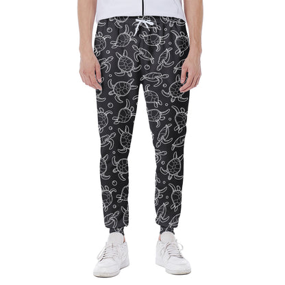 Black And White Sea Turtle Pattern Print Scuba Joggers
