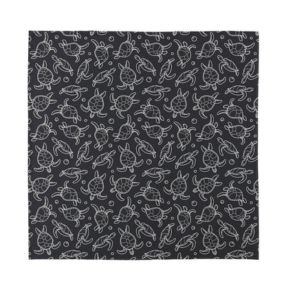 Black And White Sea Turtle Pattern Print Silk Bandana