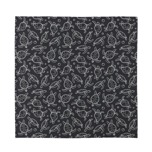 Black And White Sea Turtle Pattern Print Silk Bandana
