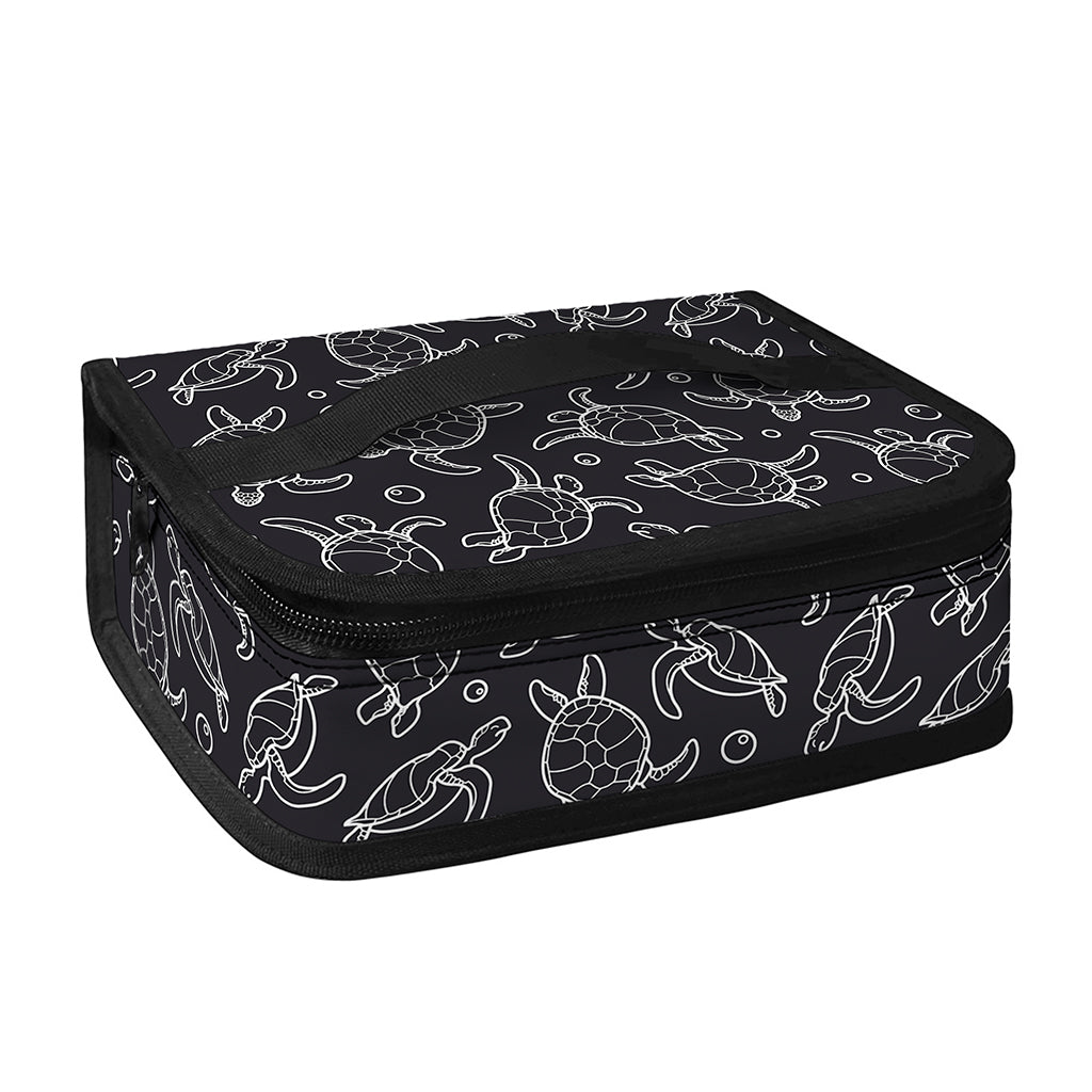 Black And White Sea Turtle Pattern Print Small Lunch Bag