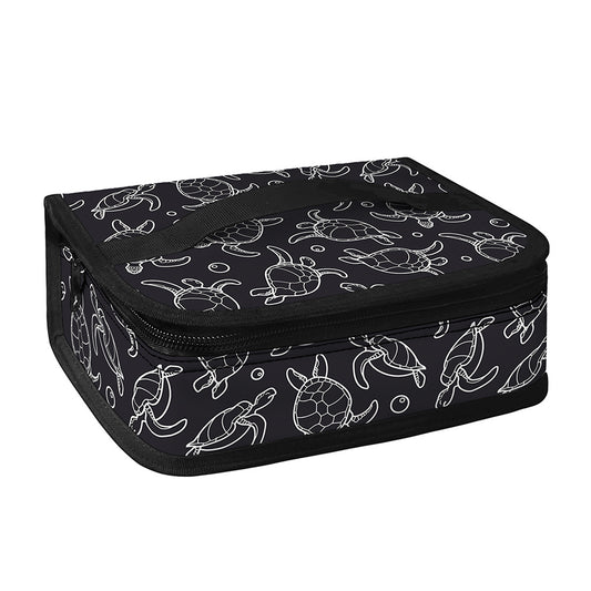Black And White Sea Turtle Pattern Print Small Lunch Bag