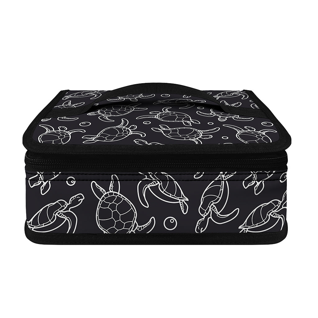 Black And White Sea Turtle Pattern Print Small Lunch Bag