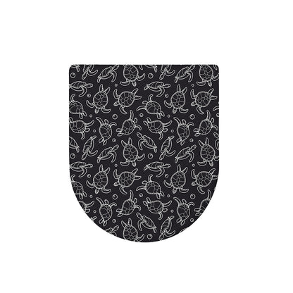 Black And White Sea Turtle Pattern Print Toilet Lid Cover