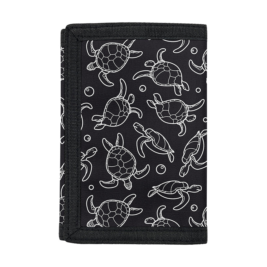 Black And White Sea Turtle Pattern Print Trifold Wallet