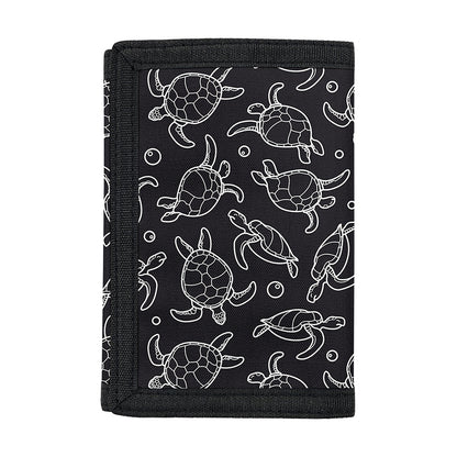 Black And White Sea Turtle Pattern Print Trifold Wallet