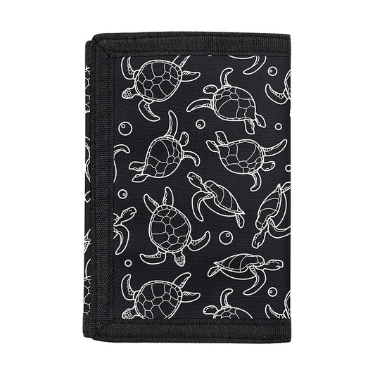 Black And White Sea Turtle Pattern Print Trifold Wallet