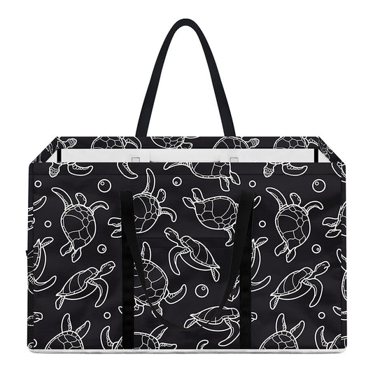Black And White Sea Turtle Pattern Print Utility Tote Bag