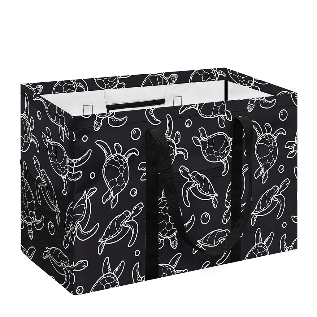 Black And White Sea Turtle Pattern Print Utility Tote Bag