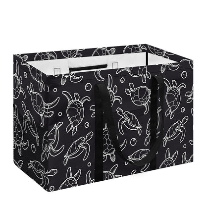 Black And White Sea Turtle Pattern Print Utility Tote Bag