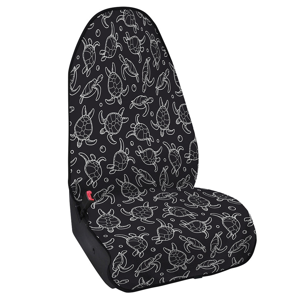 Black And White Sea Turtle Pattern Print Waterproof Car Seat Cover