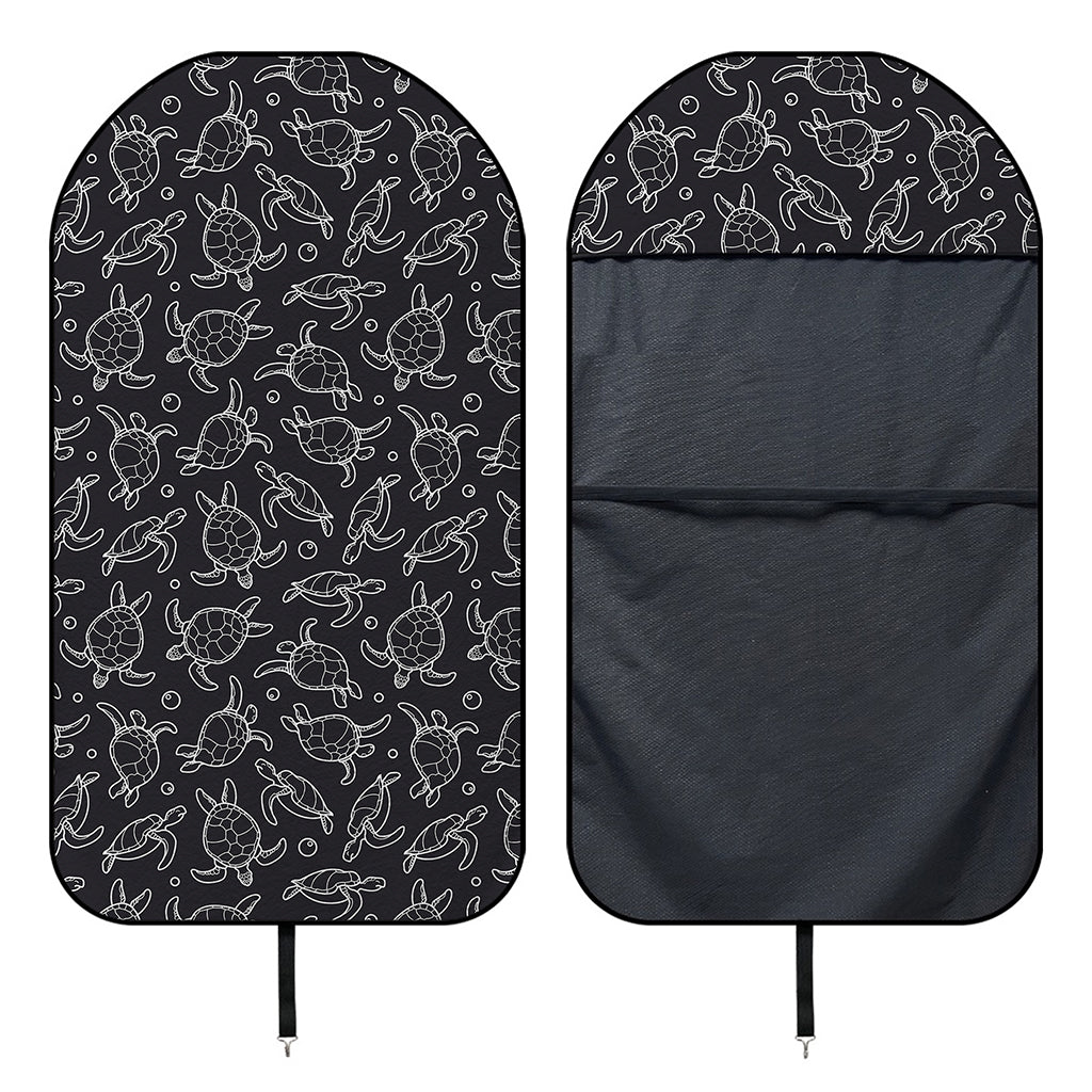 Black And White Sea Turtle Pattern Print Waterproof Car Seat Cover
