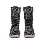 Black And White Sea Turtle Pattern Print Winter Boots