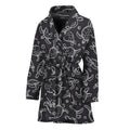 Black And White Sea Turtle Pattern Print Women's Bathrobe