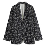 Black And White Sea Turtle Pattern Print Women's Blazer