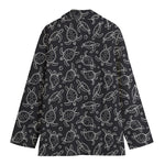 Black And White Sea Turtle Pattern Print Women's Blazer