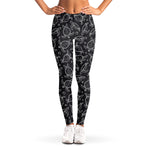 Black And White Sea Turtle Pattern Print Women's Leggings