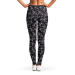 Black And White Sea Turtle Pattern Print Women's Leggings