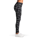 Black And White Sea Turtle Pattern Print Women's Leggings