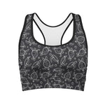 Black And White Sea Turtle Pattern Print Women's Sports Bra