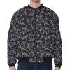 Black And White Sea Turtle Pattern Print Zip Sleeve Bomber Jacket