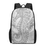 Black And White Seahorse Print 17 Inch Backpack