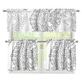 Black And White Seahorse Print 3 Piece Kitchen Curtains